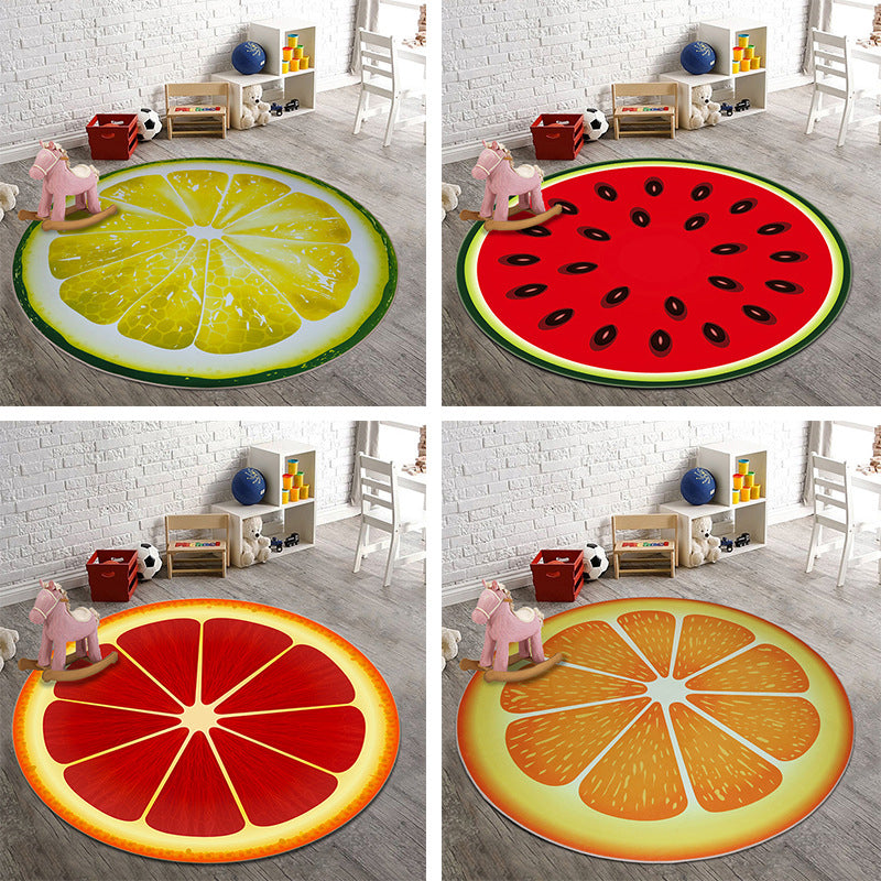 BowLift | Multicolor Playroom Carpet Modern 3D Graphic Fruit Carpet Synthetic Non-Slip Machine Washable Stain Resistant Indoor Carpet