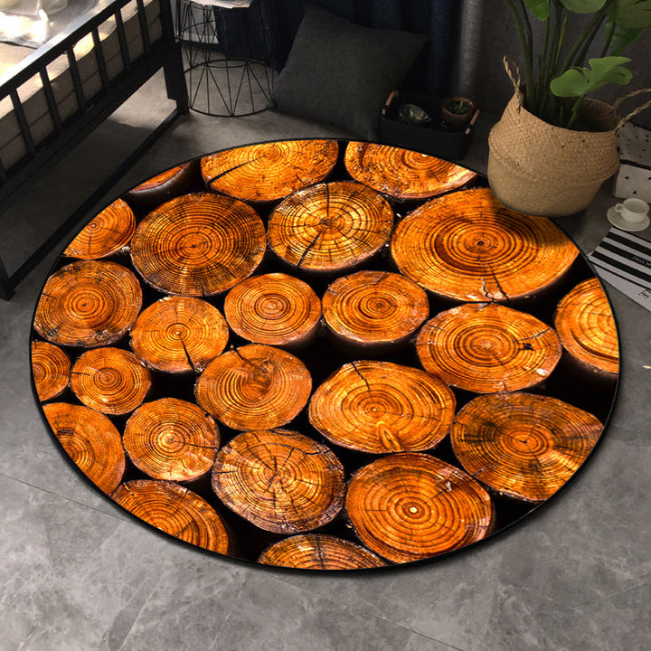 BowLift | Nordic Tree Annual Rings Rug Multi-Colored Polyester Carpet Non-Slip Stain Resistant Pet Friendly Rug for Seating Area