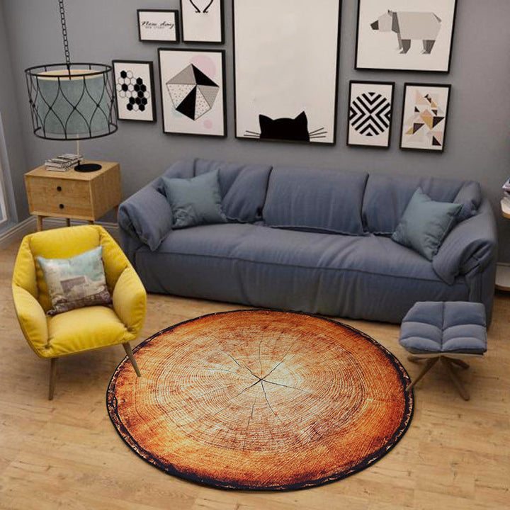 BowLift | Nordic Tree Annual Rings Rug Multi-Colored Polyester Carpet Non-Slip Stain Resistant Pet Friendly Rug for Seating Area