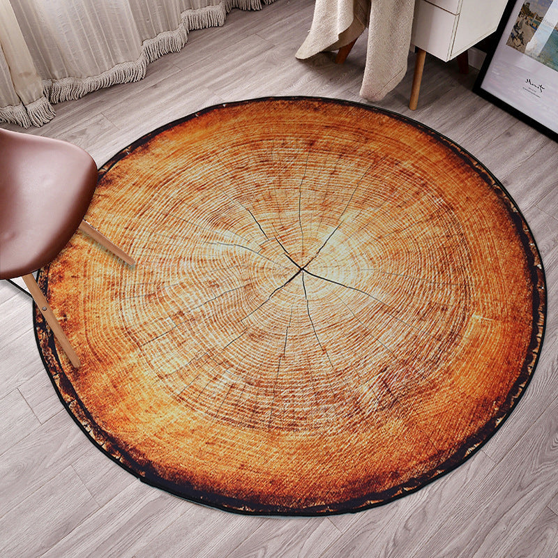 BowLift | Nordic Tree Annual Rings Rug Multi-Colored Polyester Carpet Non-Slip Stain Resistant Pet Friendly Rug for Seating Area