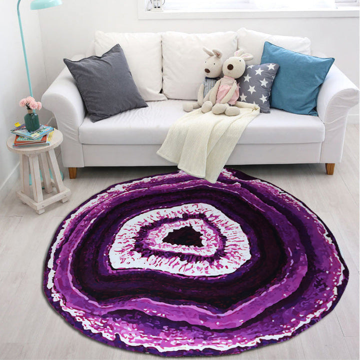 BowLift | Nordic Tree Annual Rings Rug Multi-Colored Polyester Carpet Non-Slip Stain Resistant Pet Friendly Rug for Seating Area