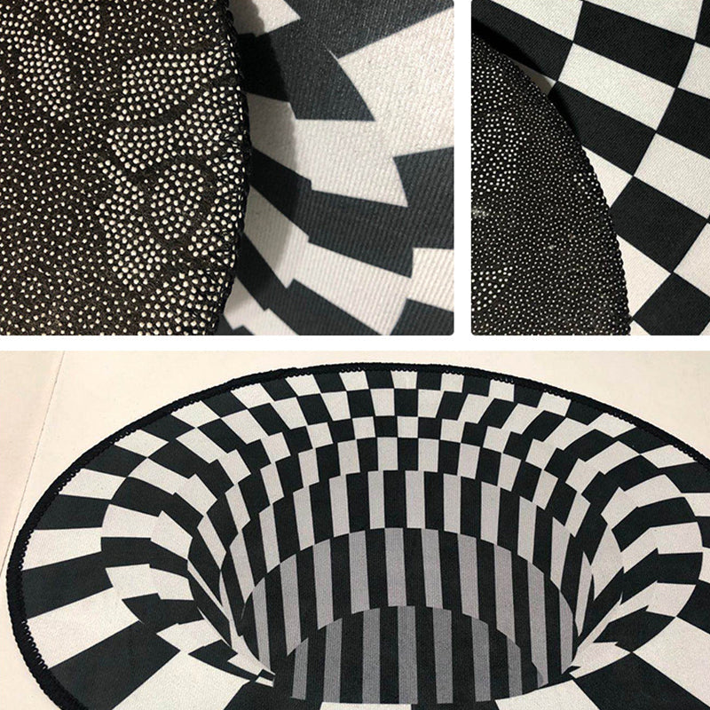 BowLift | Creepy Hole 3D Illusion Rug Black and White Modern Rug Polypropylene Pet-Friendly Antiskid Dirt-Resistant Rug for Living Room