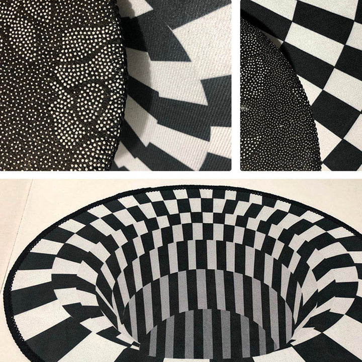 BowLift | Creepy Hole 3D Illusion Rug Black and White Modern Rug Polypropylene Pet-Friendly Antiskid Dirt-Resistant Rug for Living Room
