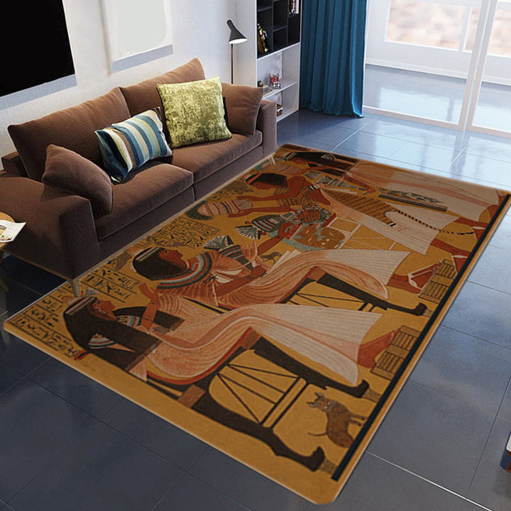BowLift | Novelty Living Room Rug Multicolored Tribal Figures Print Rug Synthetic Pet Friendly Non-Slip Back Washable Rug