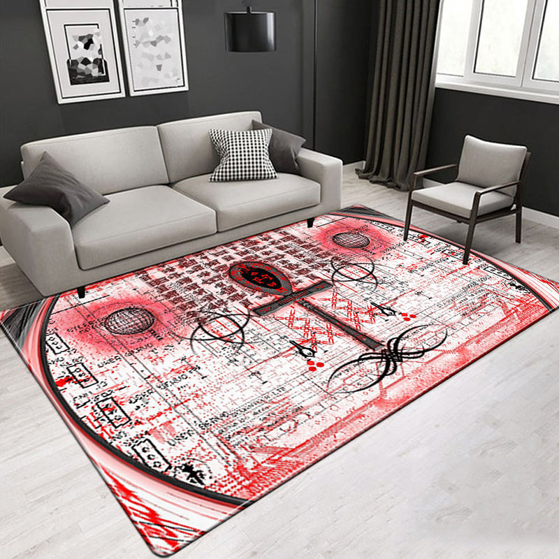 BowLift | Novelty Living Room Rug Multicolored Tribal Figures Print Rug Synthetic Pet Friendly Non-Slip Back Washable Rug
