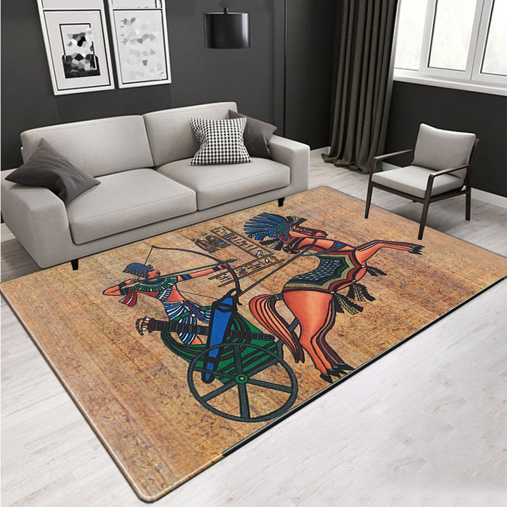 BowLift | Novelty Living Room Rug Multicolored Tribal Figures Print Rug Synthetic Pet Friendly Non-Slip Back Washable Rug