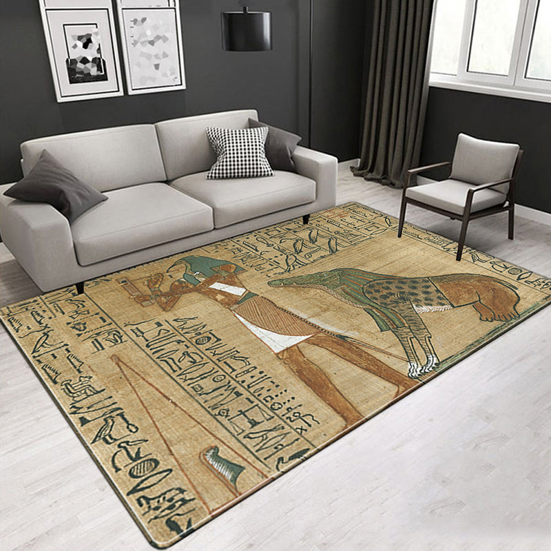 BowLift | Novelty Living Room Rug Multicolored Tribal Figures Print Rug Synthetic Pet Friendly Non-Slip Back Washable Rug
