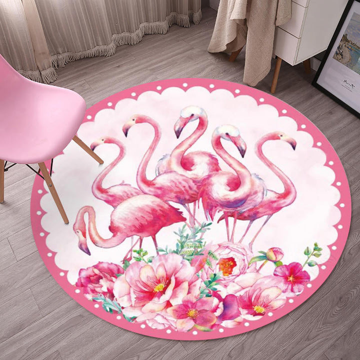 BowLift | Tropical Flamingo Rug Multicolor Synthetic Rug Washable Non-Slip Backing Pet Friendly Rug for Living Room
