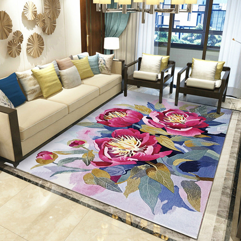 Beautiful Multicolored Modern Carpet Polyester Flower Bloom Carpet Pet Friendly Non-Slip Stain Resistant Carpet for Home | Bowlift