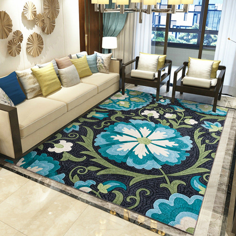 Beautiful Multicolored Modern Carpet Polyester Flower Bloom Carpet Pet Friendly Non-Slip Stain Resistant Carpet for Home | Bowlift