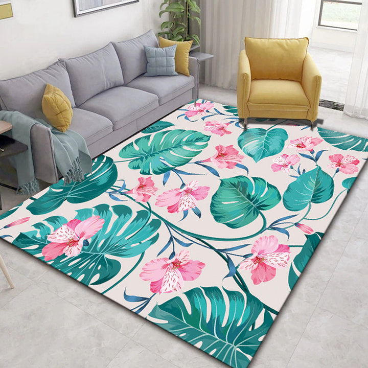 Glam Nordic Carpet Multicolored Plant Carpet Stain Resistant Washable Non-Slip Back Carpet for Living Room | Bowlift