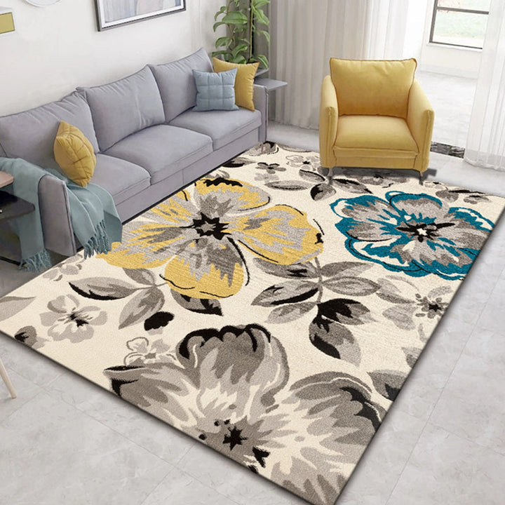 Glam Nordic Carpet Multicolored Plant Carpet Stain Resistant Washable Non-Slip Back Carpet for Living Room | Bowlift