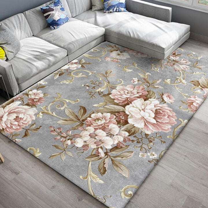 Stylish Americana rug Multicolored flower rug Pet-friendly Machine washable Non-slip backing Rug for room | Bowlift