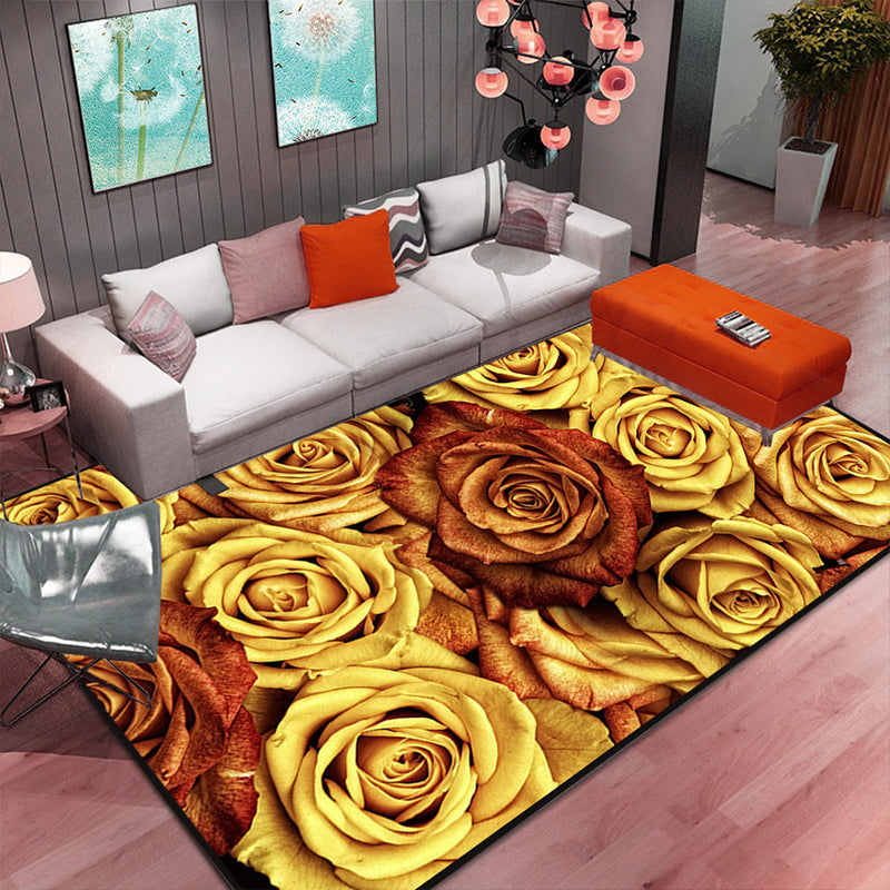 Multicolor Area Rug Contemporary Floral Rug Synthetic Stain Resistant Non-Slip Back Washable Rug | Bowlift