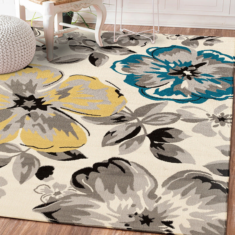 Multicolor Area Rug Contemporary Floral Rug Synthetic Stain Resistant Non-Slip Back Washable Rug | Bowlift