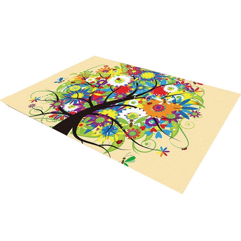 Multicolor Geometric Botanical Carpet Synthetic Modern Carpet Stain Resistant Non-Slip Washable Carpet for Home | Bowlift
