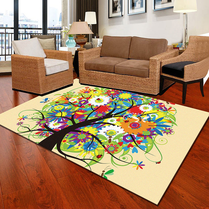 Multicolor Geometric Botanical Carpet Synthetic Modern Carpet Stain Resistant Non-Slip Washable Carpet for Home | Bowlift