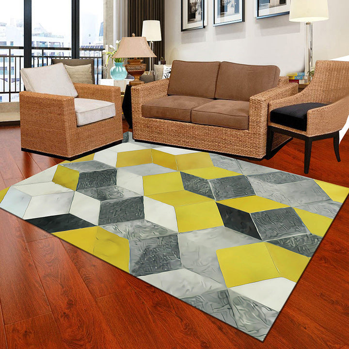 Multicolor Geometric Botanical Carpet Synthetic Modern Carpet Stain Resistant Non-Slip Washable Carpet for Home | Bowlift
