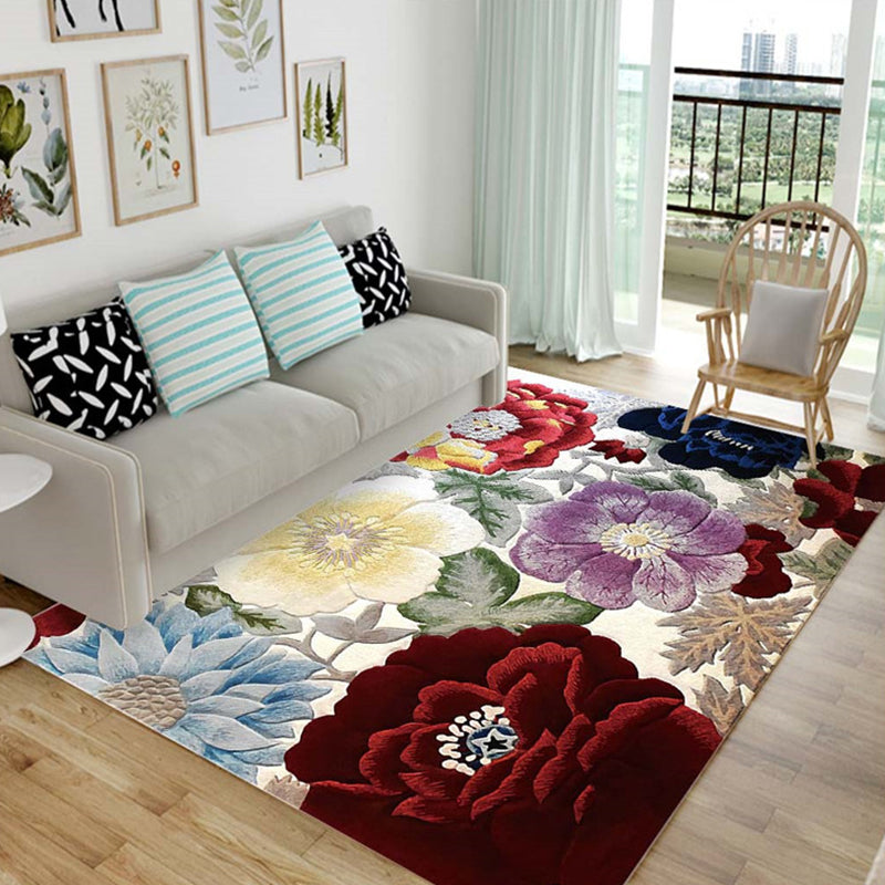 Nordic Living Room Rug Multicolored Patterned Rug Polyester Stain Resistant Washable Non-slip Rug | Bowlift