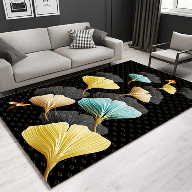 Multicolored Lounge Rug Modern Leaf Pattern Rug Polypropylene Non-Slip Backing Pet-Friendly Washable Rug | Bowlift