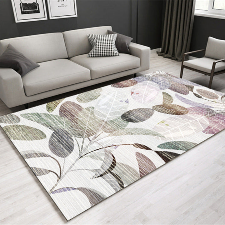 Multicolored Lounge Rug Modern Leaf Pattern Rug Polypropylene Non-Slip Backing Pet-Friendly Washable Rug | Bowlift