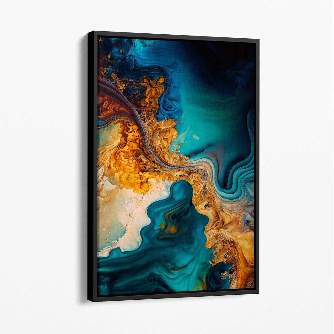 Abstract liquid linen prints in blue and orange No. 5 | Bowlift