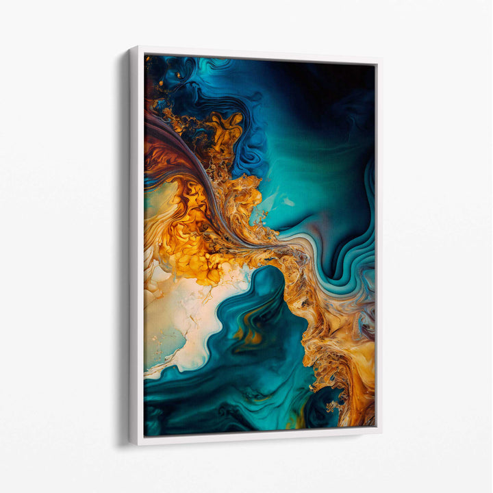 Abstract liquid linen prints in blue and orange No. 5 | Bowlift