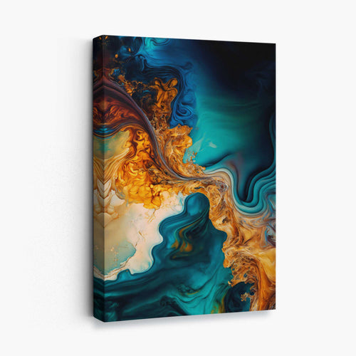 Abstract liquid linen prints in blue and orange No. 5 | Bowlift