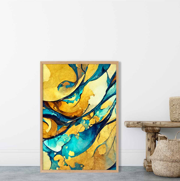 Abstract Art Print in Yellow and Blue No. 1 | Bowlift