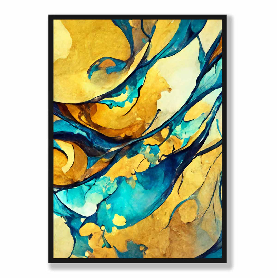 Abstract Art Print in Yellow and Blue No. 1 | Bowlift