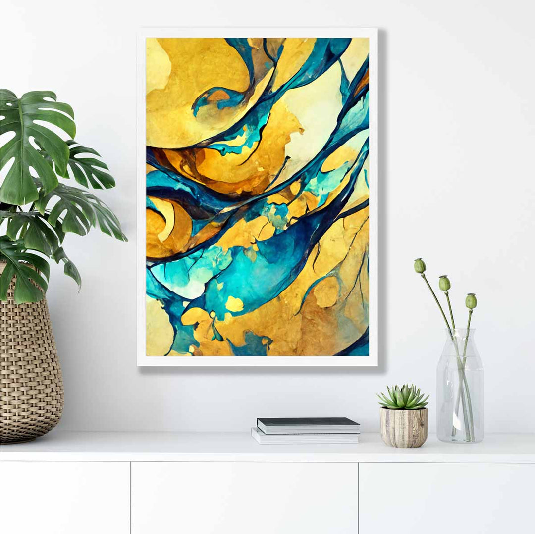 Abstract Art Print in Yellow and Blue No. 1 | Bowlift
