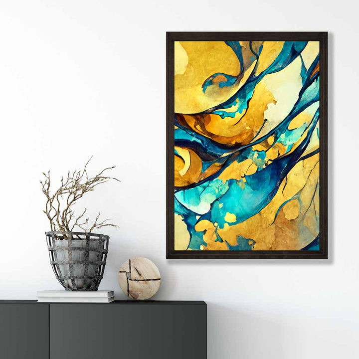 Abstract Art Print in Yellow and Blue No. 1 | Bowlift