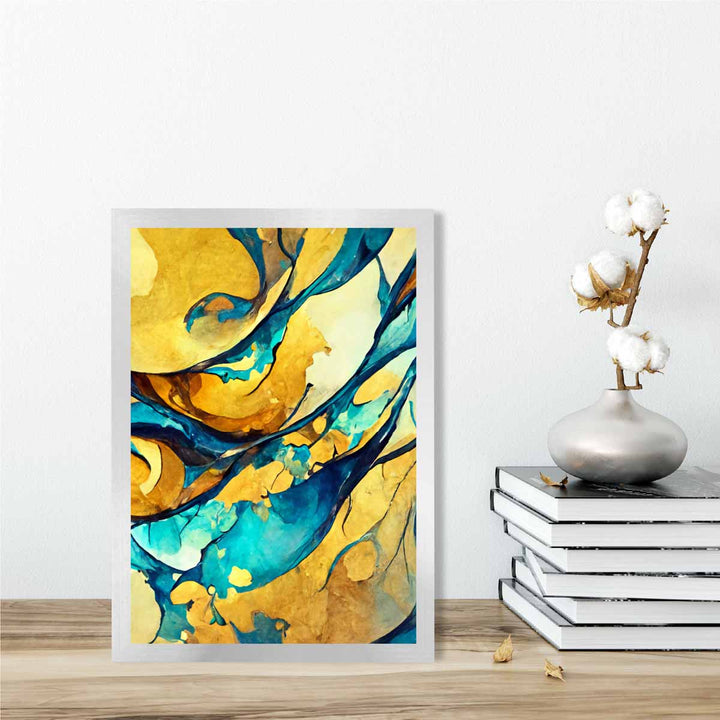 Abstract Art Print in Yellow and Blue No. 1 | Bowlift