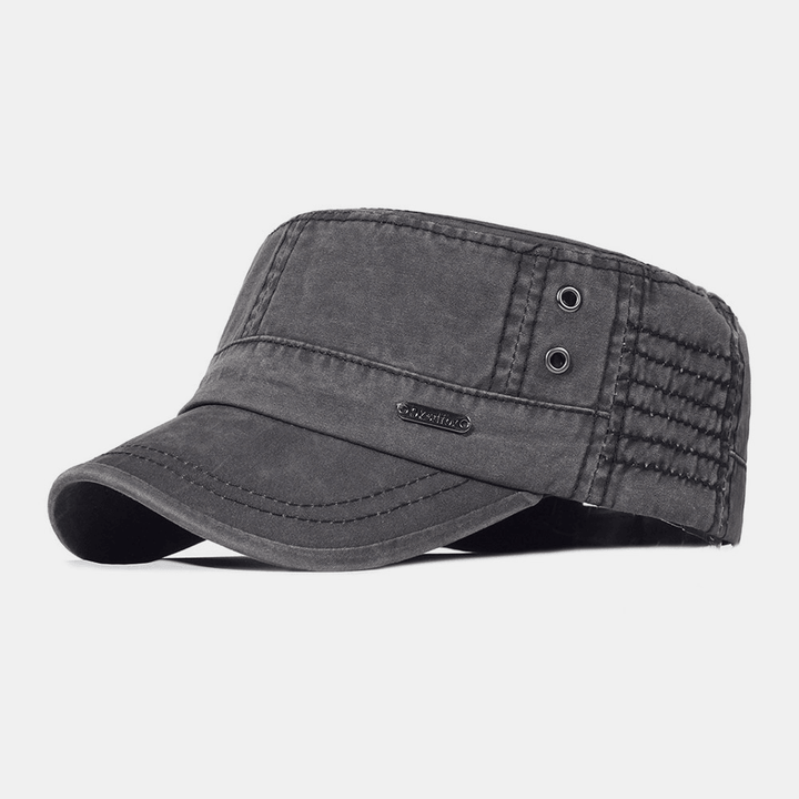 BowLift | Adjustable Washed Cotton Military Flat Cap for Men – Classic Army Style Hat