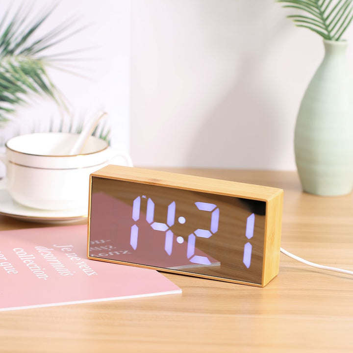 Digital Wooden Alarm Clock Bowlift