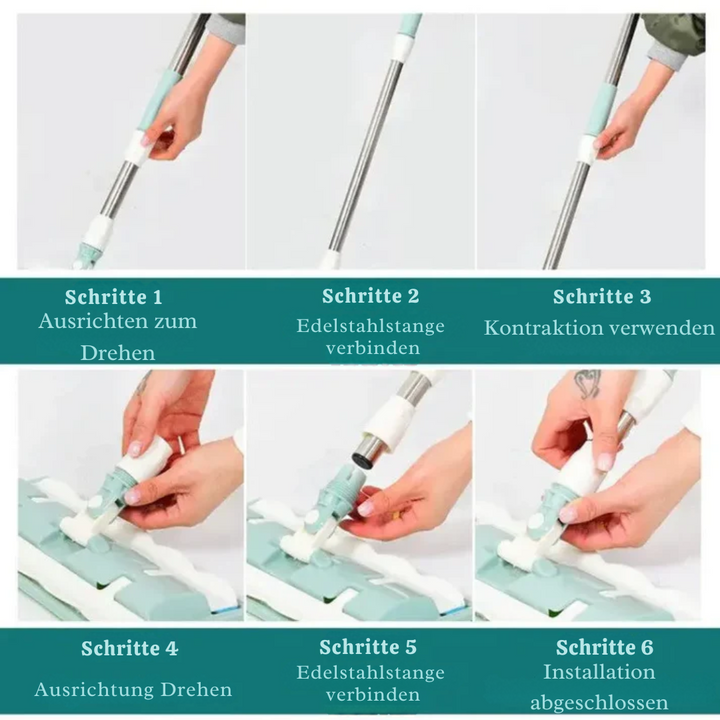 BowLift | Flat Mop with Stainless Steel Handle – Effortless Floor Cleaning without Bending