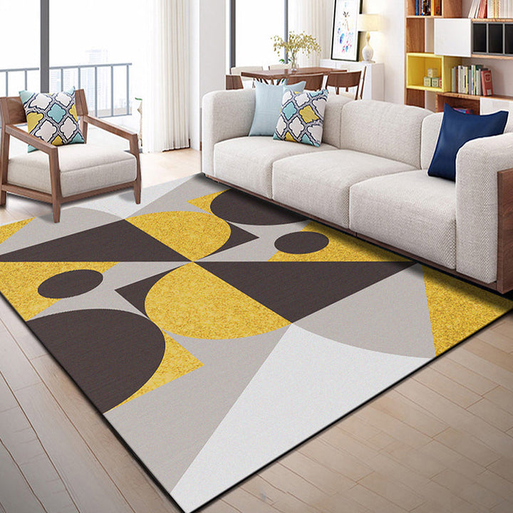 BowLift | Multi Color Geometric Graphic Rug Polypropylene Novelty Rug Machine Washable Non-Slip Stain Resistant Rug for Large Room