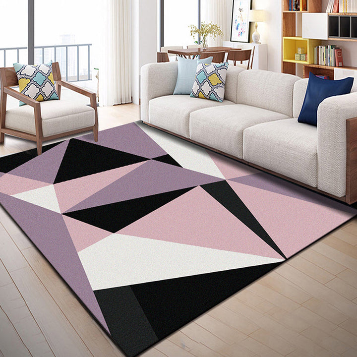 BowLift | Multi Color Geometric Graphic Rug Polypropylene Novelty Rug Machine Washable Non-Slip Stain Resistant Rug for Large Room