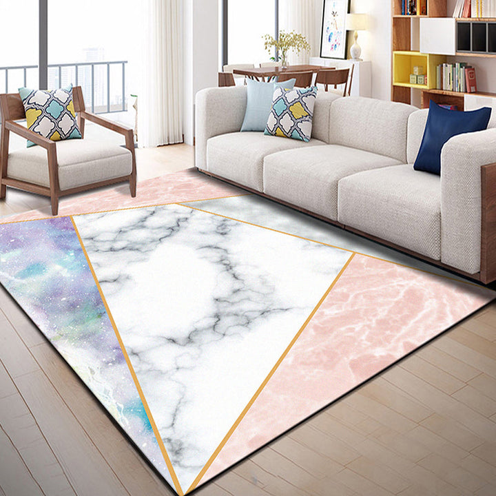 BowLift | Multi Color Geometric Graphic Rug Polypropylene Novelty Rug Machine Washable Non-Slip Stain Resistant Rug for Large Room