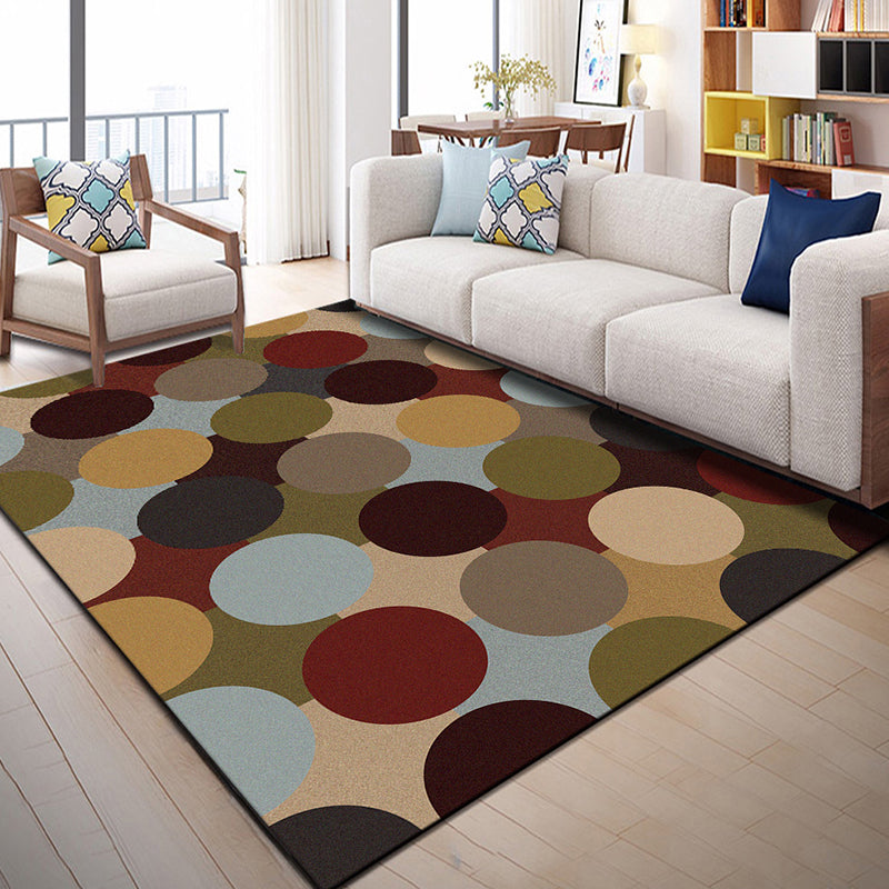 BowLift | Multi Color Geometric Graphic Rug Polypropylene Novelty Rug Machine Washable Non-Slip Stain Resistant Rug for Large Room