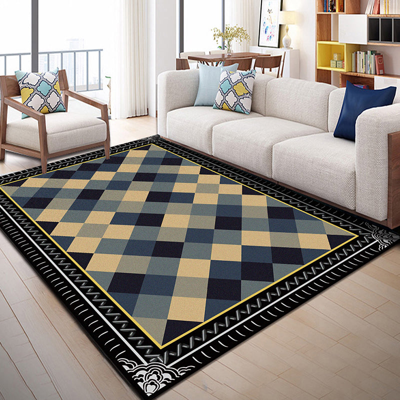 BowLift | Multi Color Geometric Graphic Rug Polypropylene Novelty Rug Machine Washable Non-Slip Stain Resistant Rug for Large Room
