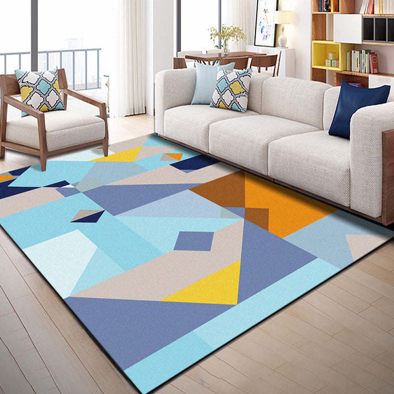 BowLift | Multi Color Geometric Graphic Rug Polypropylene Novelty Rug Machine Washable Non-Slip Stain Resistant Rug for Large Room