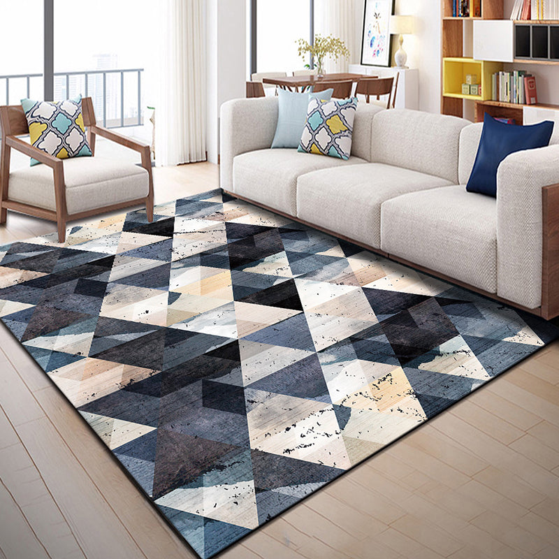 BowLift | Multi Color Geometric Graphic Rug Polypropylene Novelty Rug Machine Washable Non-Slip Stain Resistant Rug for Large Room