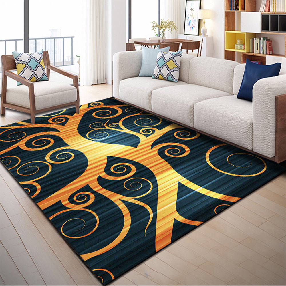 BowLift | Multi Color Geometric Graphic Rug Polypropylene Novelty Rug Machine Washable Non-Slip Stain Resistant Rug for Large Room