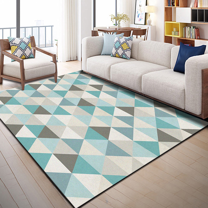 BowLift | Multi Color Geometric Graphic Rug Polypropylene Novelty Rug Machine Washable Non-Slip Stain Resistant Rug for Large Room