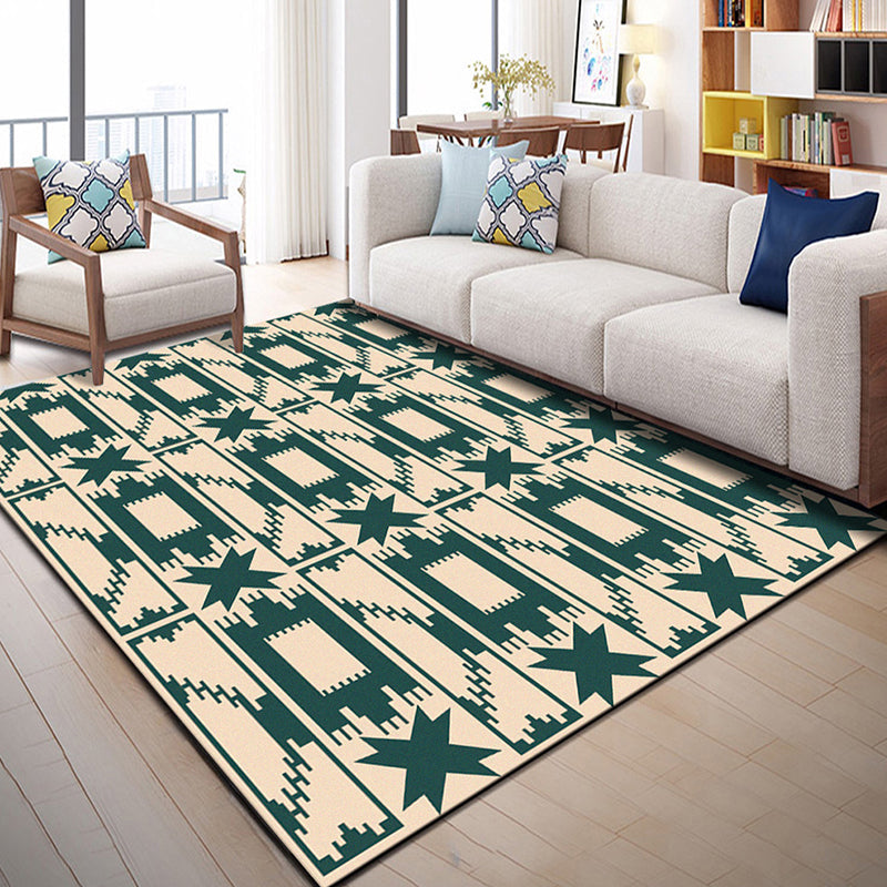 BowLift | Multi Color Geometric Graphic Rug Polypropylene Novelty Rug Machine Washable Non-Slip Stain Resistant Rug for Large Room