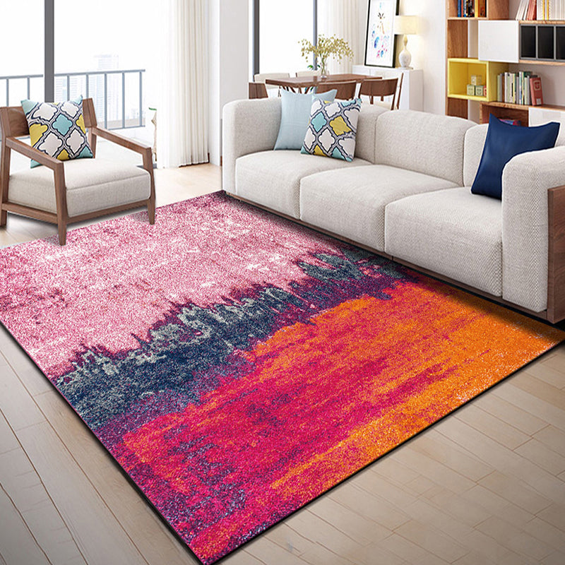 BowLift | Multi Color Geometric Graphic Rug Polypropylene Novelty Rug Machine Washable Non-Slip Stain Resistant Rug for Large Room