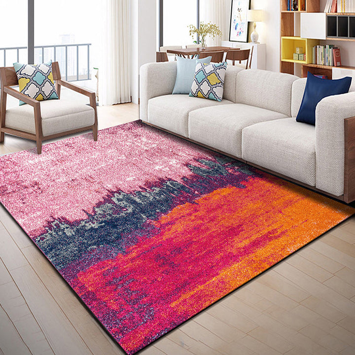 BowLift | Multi Color Geometric Graphic Rug Polypropylene Novelty Rug Machine Washable Non-Slip Stain Resistant Rug for Large Room