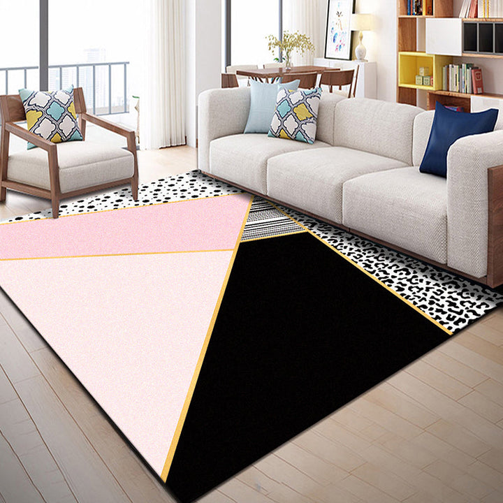 BowLift | Multi Color Geometric Graphic Rug Polypropylene Novelty Rug Machine Washable Non-Slip Stain Resistant Rug for Large Room