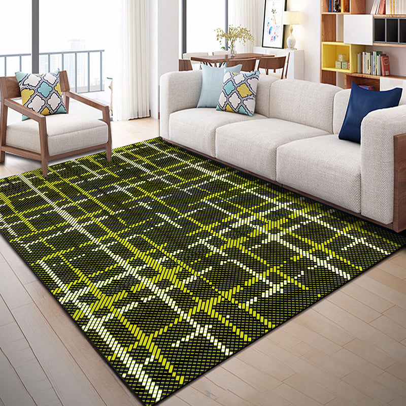 BowLift | Multi Color Geometric Graphic Rug Polypropylene Novelty Rug Machine Washable Non-Slip Stain Resistant Rug for Large Room